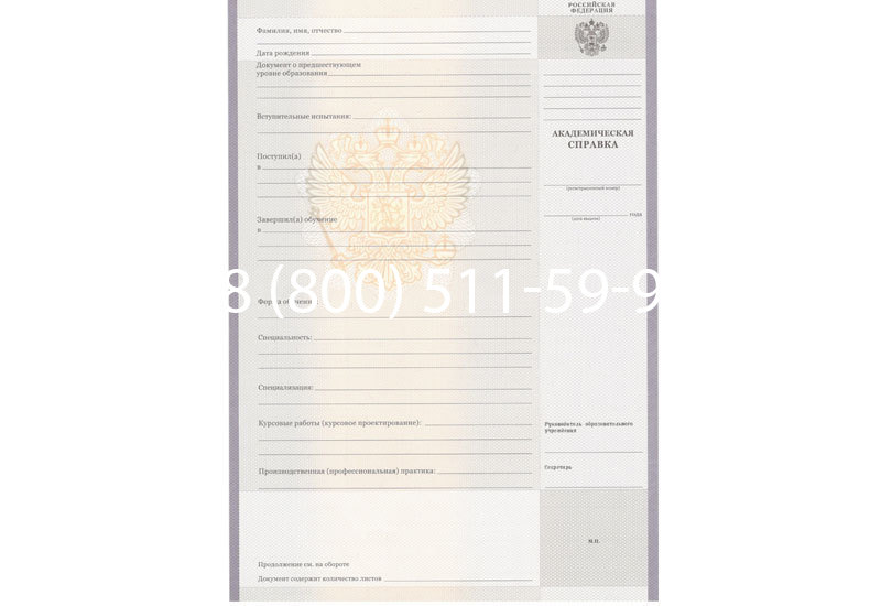 Купить Академическая справка образца 2010-2011 год для колледжа в Архангельске
